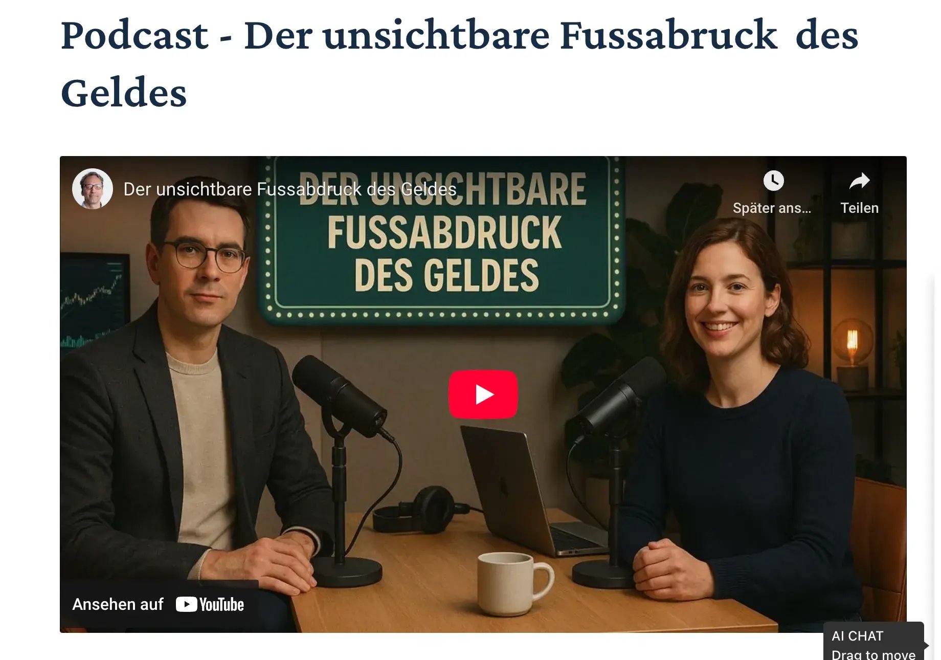 Pocast der unsichtbare Fussabruck des Geldes